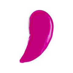 Lipstick smudge swatch isolated on white background. Color cosmetic product brush swipe