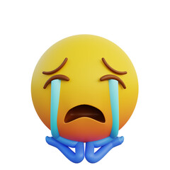 3d illustration emoticon expression loudly crying face