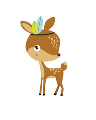 Cute vector fawn. Funny cartoon little deer. Forest animal. Cartoon character.
