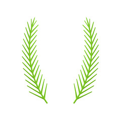 Beautiful green spruce branch traditional Christmas wrench decorative winter holiday design 3d