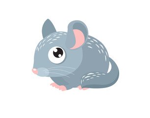 Cartoon chinchilla. Sweet rodent. Cartoon character.Little fluffy mouse. gray wool