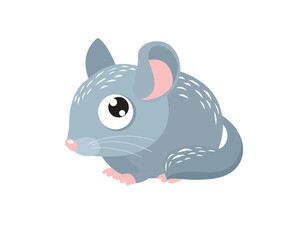 Vector cartoon chinchilla. Sweet rodent. Cartoon character.Little fluffy mouse. gray wool