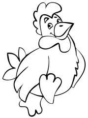 Hen. Element for coloring page. Cartoon style.