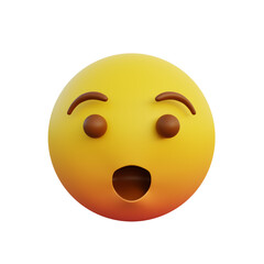 3d illustration emoticon expression surprised face with open mouth