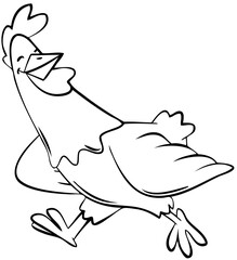 Hen. Element for coloring page. Cartoon style.
