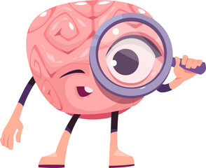 Brain emoticon, magnifier