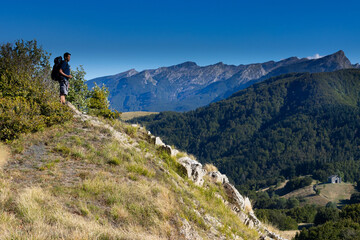 Mountain road landscape Toscano Emiliano Park in Parma province, Italy