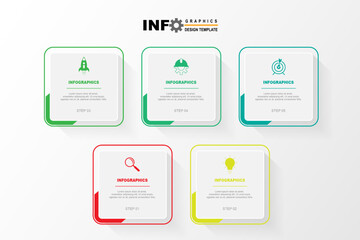 vector infographi  label design template with 5 option or steps.