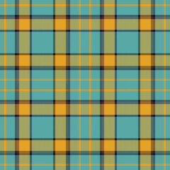 Plaid seamless pattern in green. Check fabric texture. Vector textile print.