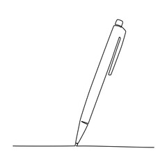 Continuous one line drawing of pen. Vector illustration