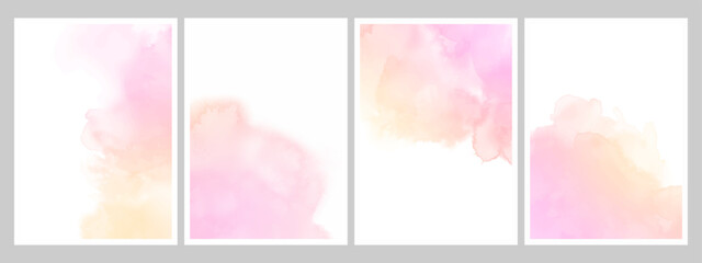 Set of pink and yellow vector watercolor backgrounds. Eps 10.
