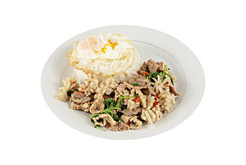 stir-fried minced pork fried chili pepper and  sweet basil