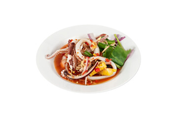 spicy seafood salad on dish