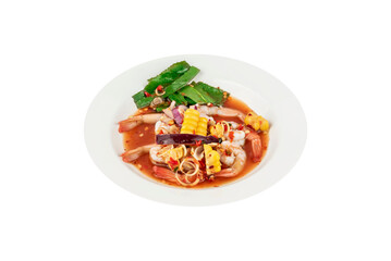 spicy seafood salad on dish