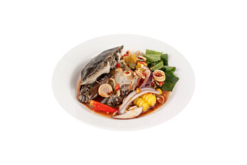 spicy seafood salad on dish