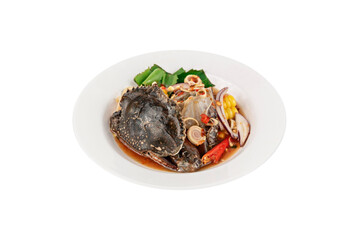 spicy seafood salad on dish
