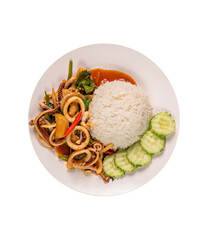 Stir-fried squid with chili sauce