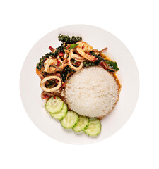 Stir-fried squid with chili sauce
