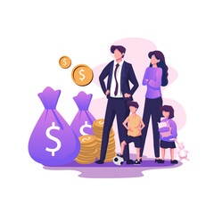 Family benefit flat style illustration design