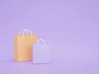 3D shopping bag.Online Shopping concept.3D render