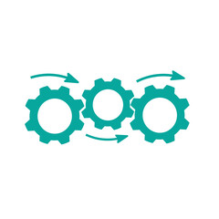 the symbol of well-coordinated teamwork, the business concept of the workflow, can be used as a background image, isolated on white arrows and gear icons