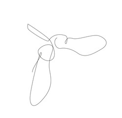 One line maple seeds. Vector line art tree seed. outline botanic illustration