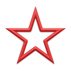 Red realistic five pointed star 3d vector illustration