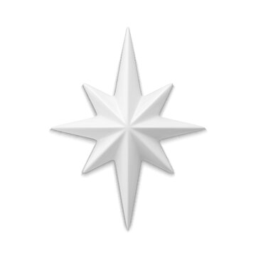 White star 3d Christmas decorative design vector illustration
