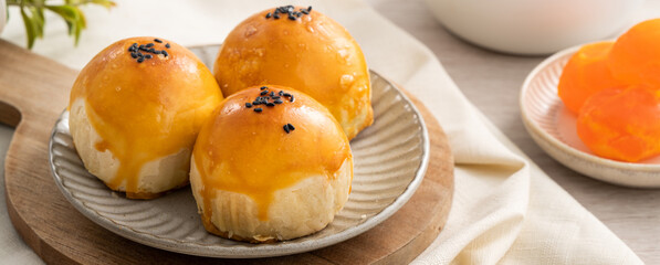 Moon cake yolk pastry for Mid-Autumn Festival holiday.