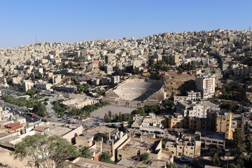 Amman, Jordan 2022 : Roman Qreek amphitheater - Amman downtown 