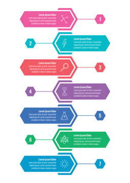 hexagon infographic template. business, magazine, internet, annual report information template. seven steps infographic template