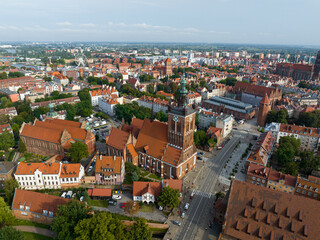 Fototapeta na wymiar Gdańsk. Historical Old City of Gdańsk, Motława River and Traditoinal City Architecture from Above. Poland, Europe. 