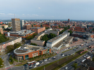 Obraz premium Gdańsk. Historical Old City of Gdańsk. Traditoinal City Architecture from Above. Poland, Europe. 