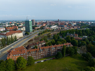 Gdańsk. Historical Old City of Gdańsk. Traditoinal City Architecture from Above. Poland, Europe. 