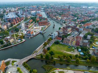 Gdańsk. Historical Old City of Gdańsk, Motława River and Traditoinal City Architecture from...