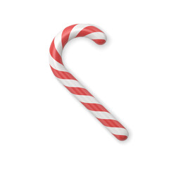 Festive striped red twisted ornamental candy cane Xmas dessert treat vector illustration