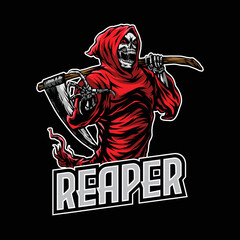 Red Grim Reaper Cartoon Illustration