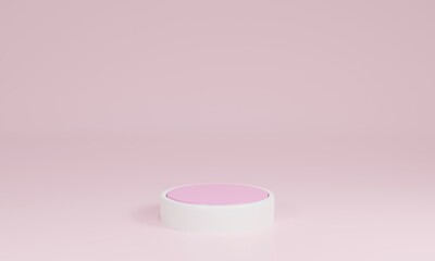 3d render of podium and pink background