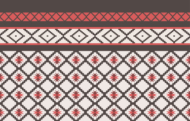 Ethnic red abstract background. Seamless pattern in tribal, folk embroidery, and Mexican style. Aztec geometric art ornament print.Design for carpet, wallpaper, clothing, wrapping, fabric, cover