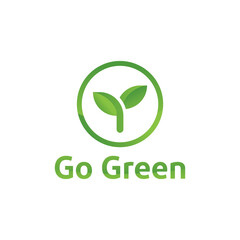 Modern Go Green Environment Label Logo Illustration In Isolated White Background