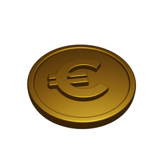 Gold Euro Coin PNG with Transparent Background