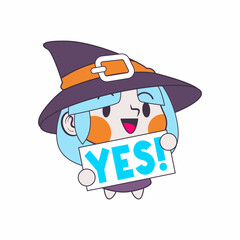 cute little witch cartoon vector illustration, witch vector