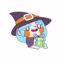 cute little witch cartoon vector illustration, witch vector