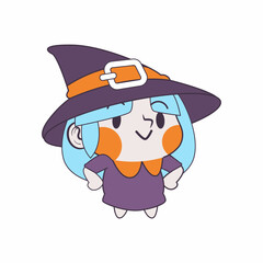 cute little witch cartoon vector illustration, witch vector