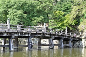 彦根城、滋賀県、城、城下町、お堀、外壁、石垣、橋、橋梁、欄干