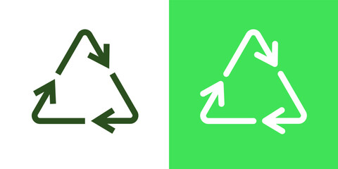 Recycle triangle outline icon design vector. Zero waste sustainability symbol illustration.	