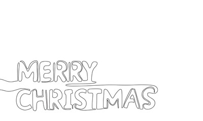 Lettering Merry Christmas. Hand draw, line art, outline, line art composition. Christmas card. Vector illustration