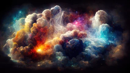 Fototapeten Bunte Nebelgalaxiensterne und -wolken als Tapete des Universums © Robert Kneschke