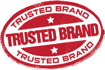Trusted Brand. Vector Red Grunge Stamp.