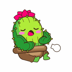 cute little cactus cartoon vector illustration, cactus vector